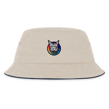 Regenbogen-Katze - Kinder Bucket Hat - Natur/Navy - Vorne