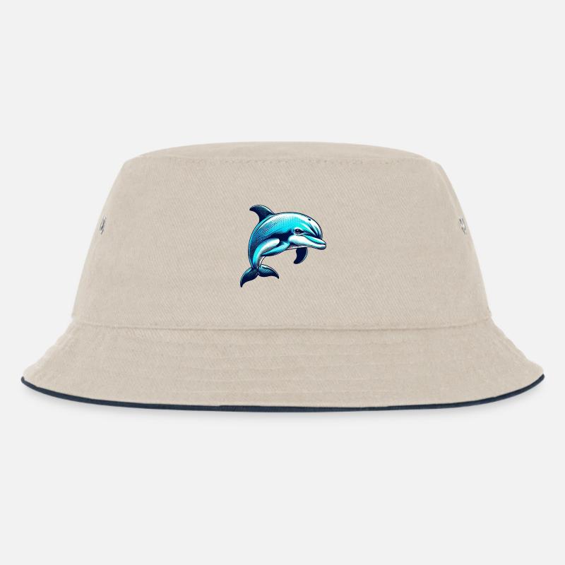 Delfin - Kinder Bucket Hat - Natur/Navy