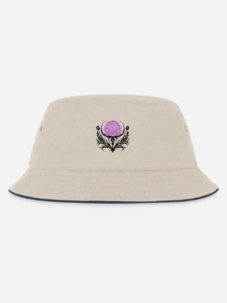Distel Tattoo Scottish Thistle Botanical Art - Kinder Bucket Hat - Natur/Navy