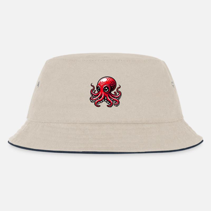 Krake - Kinder Bucket Hat - Natur/Navy