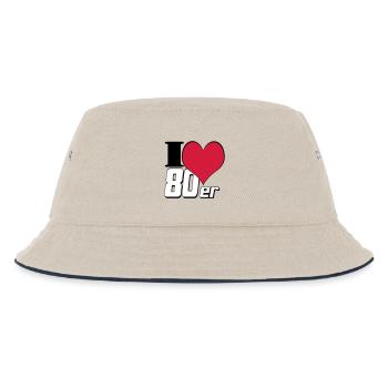 80er Party Retro Fun , Motto Party Shirt 80er (25) - Kinder Bucket Hat - Natur/Navy - Vorne