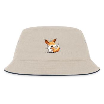 Fuchs Mit Hase Freundschaft Team Wildtier - Kinder Bucket Hat - Natur/Navy - Vorne
