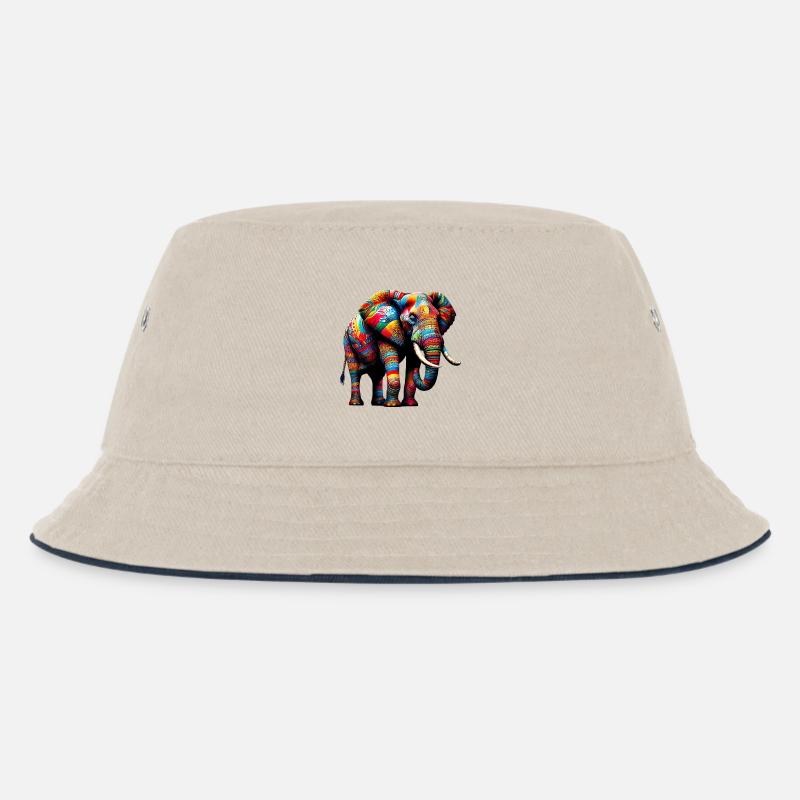 Elefant - Kinder Bucket Hat - Natur/Navy