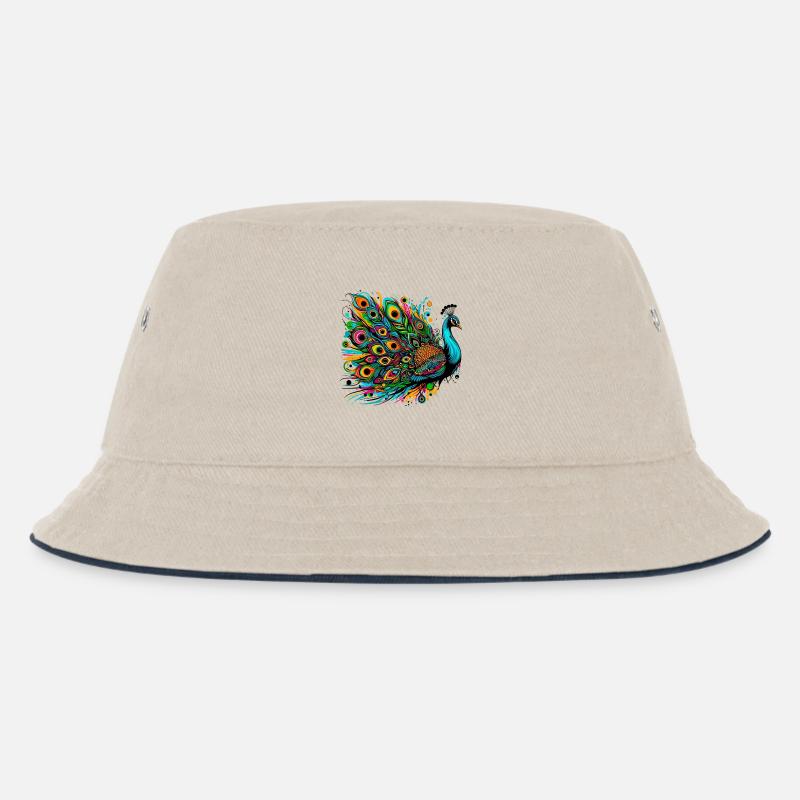 Pfau - Kinder Bucket Hat - Natur/Navy