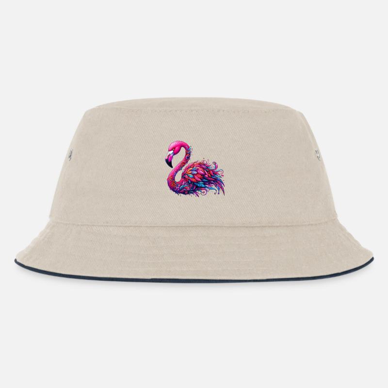 Flamingo - Kinder Bucket Hat - Natur/Navy