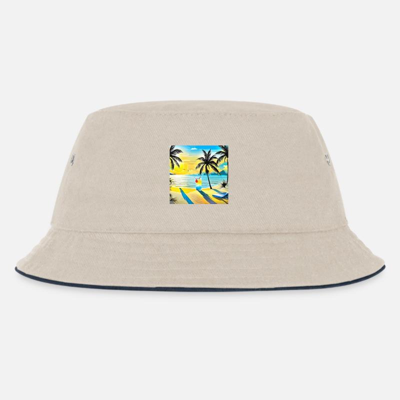 Beach - Kinder Bucket Hat - Natur/Navy