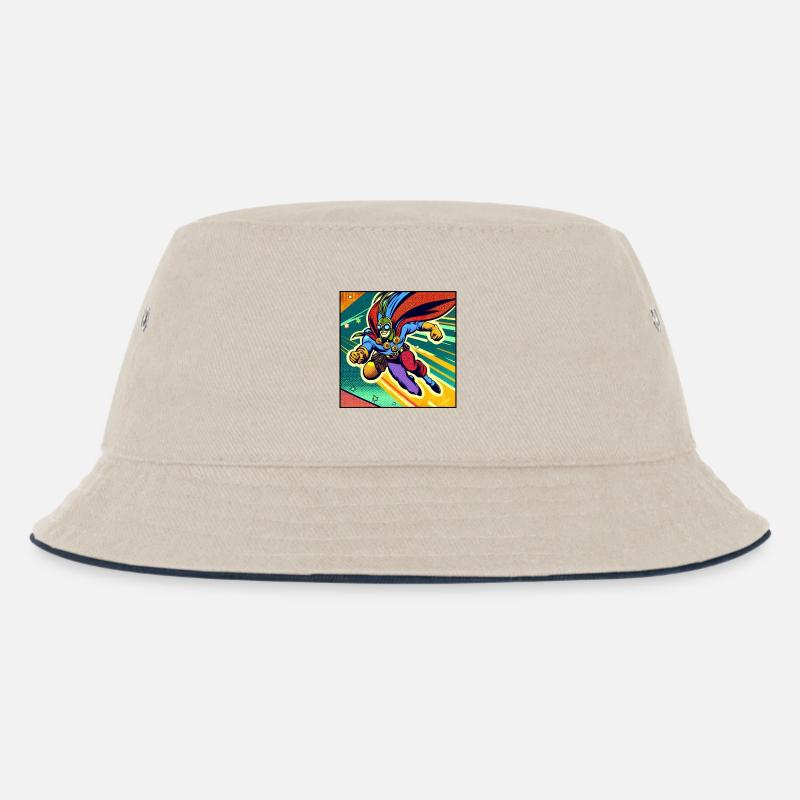 Superheld - Kinder Bucket Hat - Natur/Navy