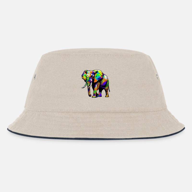 Elefant - Kinder Bucket Hat - Natur/Navy