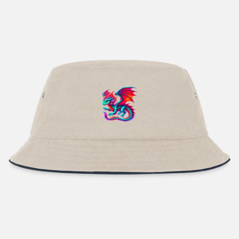 Drache - Kinder Bucket Hat - Natur/Navy