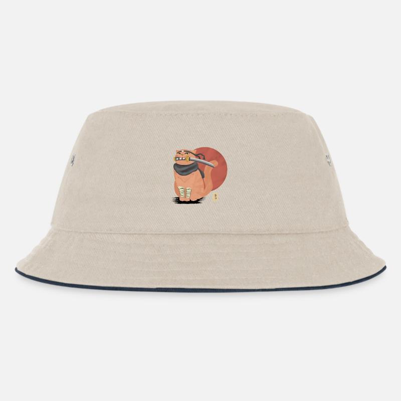 Samurai-Katze mit Katana - Kinder Bucket Hat - Natur/Navy