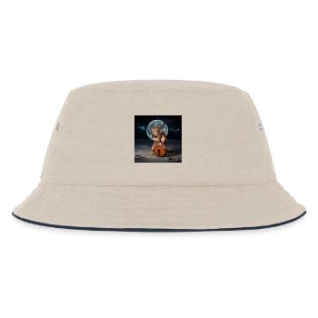 Löwe spielt Kontrabass auf dem Mond Kontrabassist - Kinder Bucket Hat - Natur/Navy - Vorne
