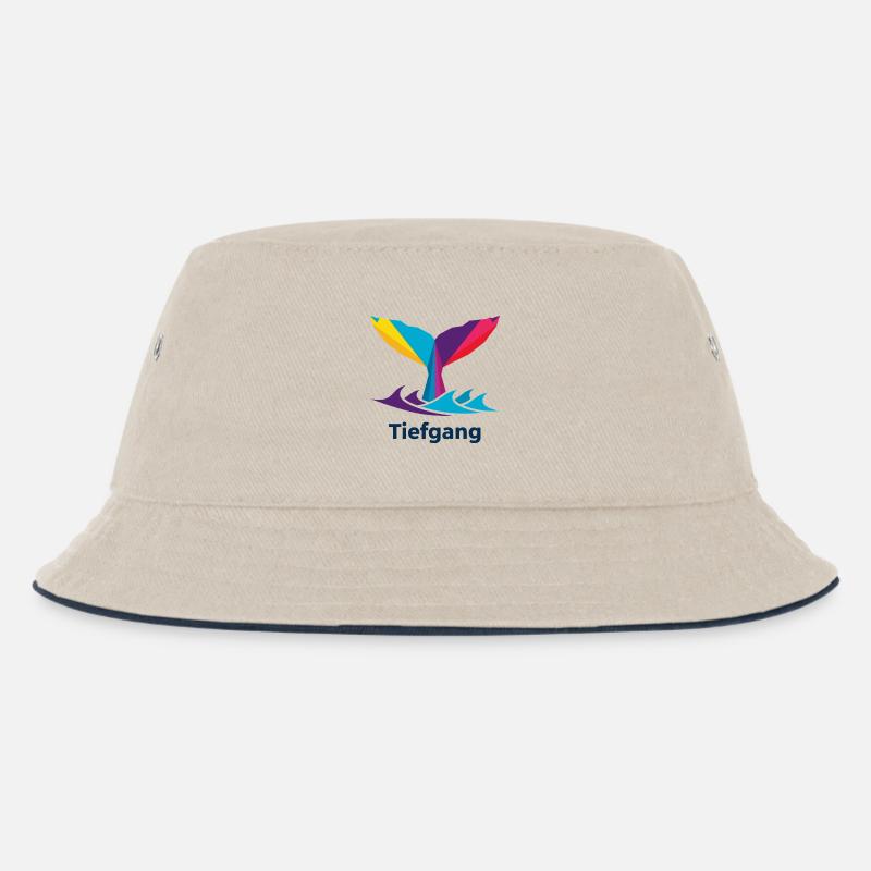 Abstract colorful whale fin with "draught" - Kids’ Bucket Hat - ecru/navy