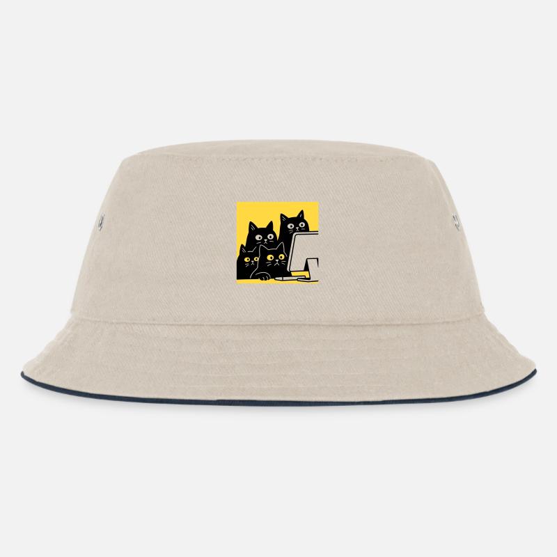 Cats watching Catcontent - Kinder Bucket Hat - Natur/Navy
