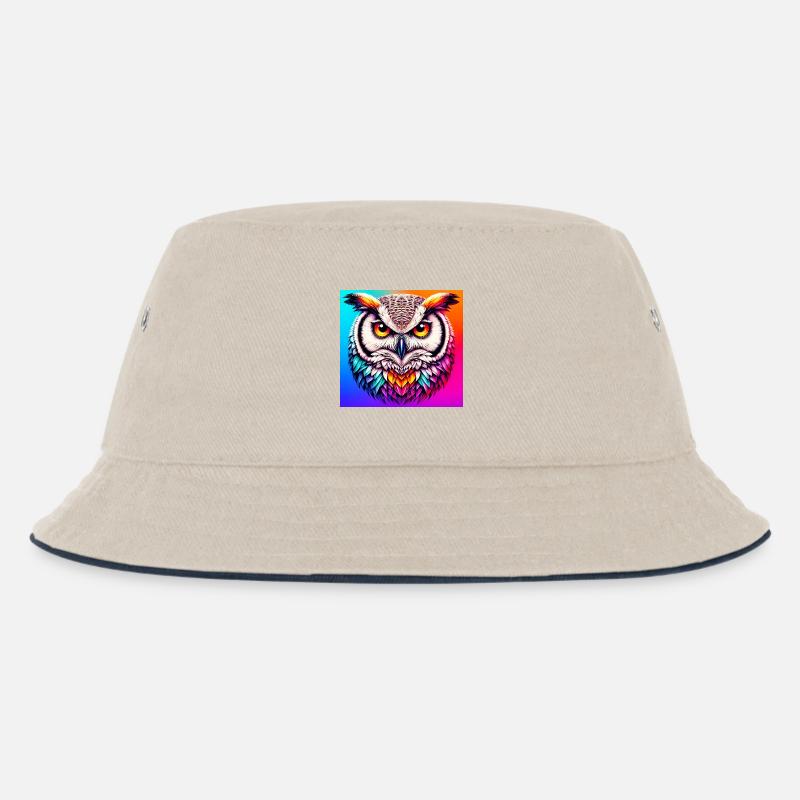 Eule - Kinder Bucket Hat - Natur/Navy