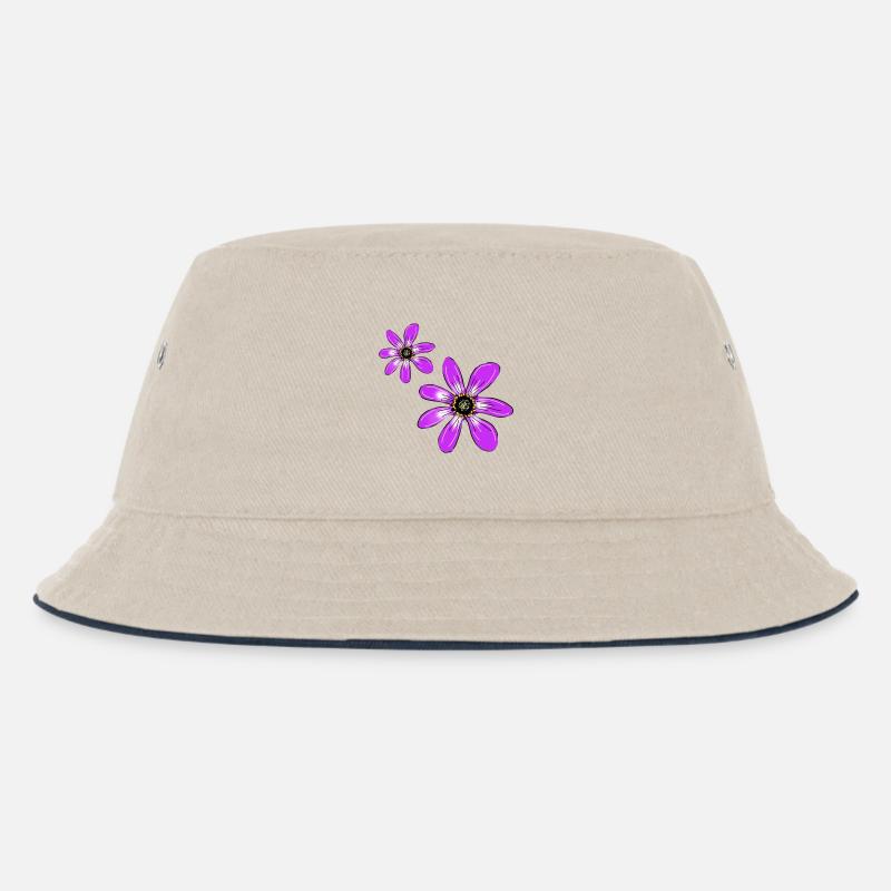 Blumen Pink - Kinder Bucket Hat - Natur/Navy