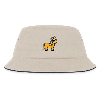Pferd Mädchen weiblich süß hübsche Schleife Frau - Kinder Bucket Hat - Natur/Navy - Vorne