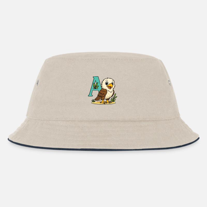 Aigle mignon avec initiale A et feuillage - Bob Enfant - blanc cassé/bleu marine