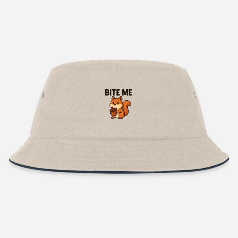 Artsy Squirrel with Bold Message - Kinder Bucket Hat - Natur/Navy