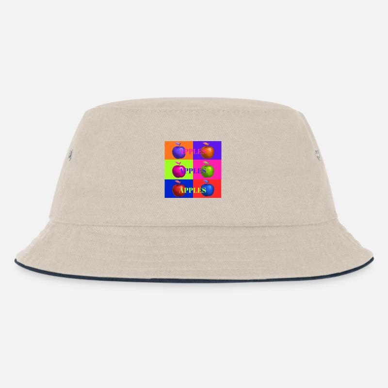Pop Art Apfel Collage Design - Kinder Bucket Hat - Natur/Navy