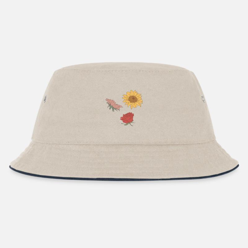Blumen - Kinder Bucket Hat - Natur/Navy