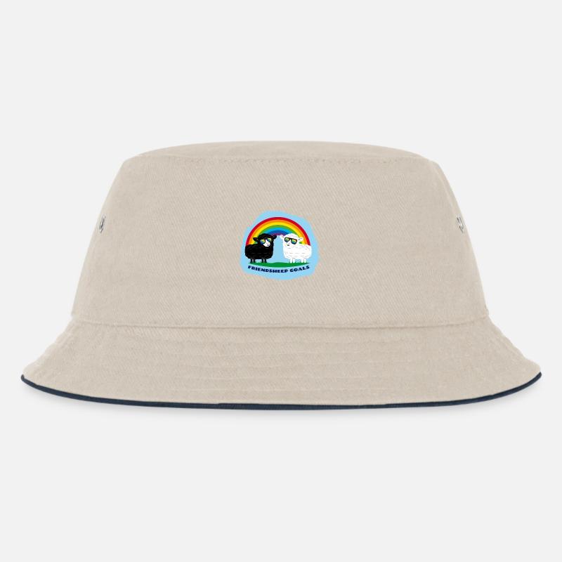 Freundschafts-Schafe mit Regenbogen - Kinder Bucket Hat - Natur/Navy