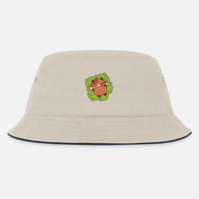 P'tit vachette Printemps - Kinder Bucket Hat - Natur/Navy