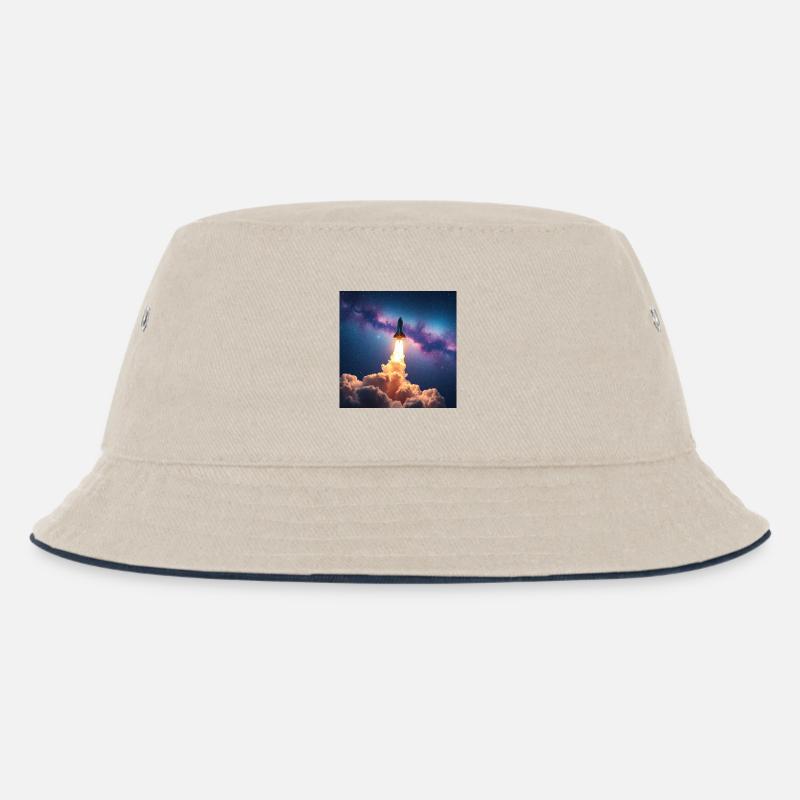 Rocket jump through nebula galaxy - Kids’ Bucket Hat - ecru/navy