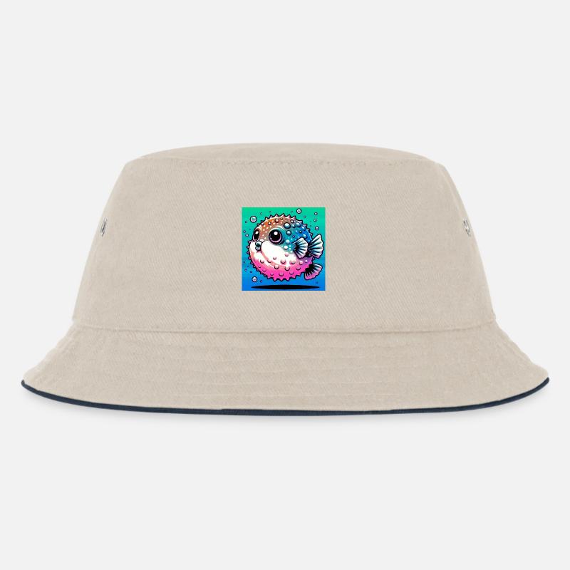 Kugelfisch - Kinder Bucket Hat - Natur/Navy