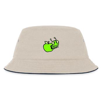 Caterpillar peeps apple hole comic funny cute cute - Kids’ Bucket Hat - ecru/navy - Front