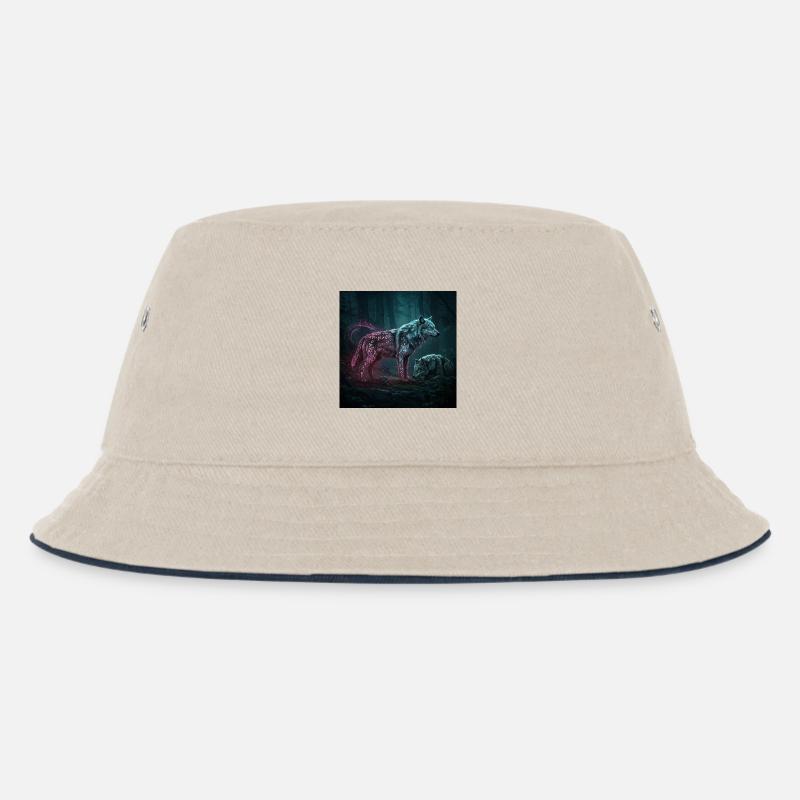 Neonrunen Wolfwald im Mondschein - Kinder Bucket Hat - Natur/Navy