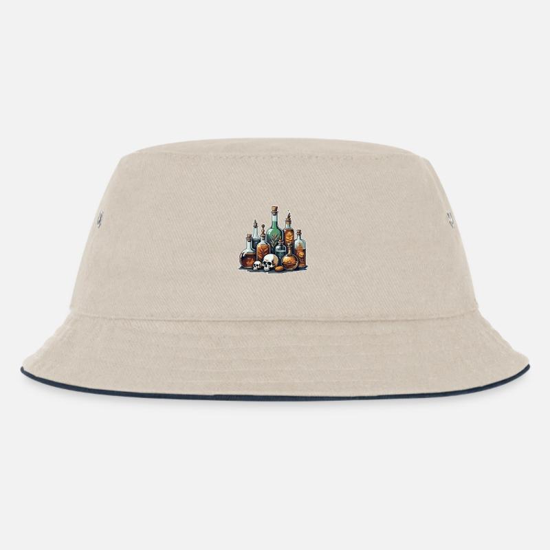 Alchemie Fläschchen Schädel Design - Kinder Bucket Hat - Natur/Navy