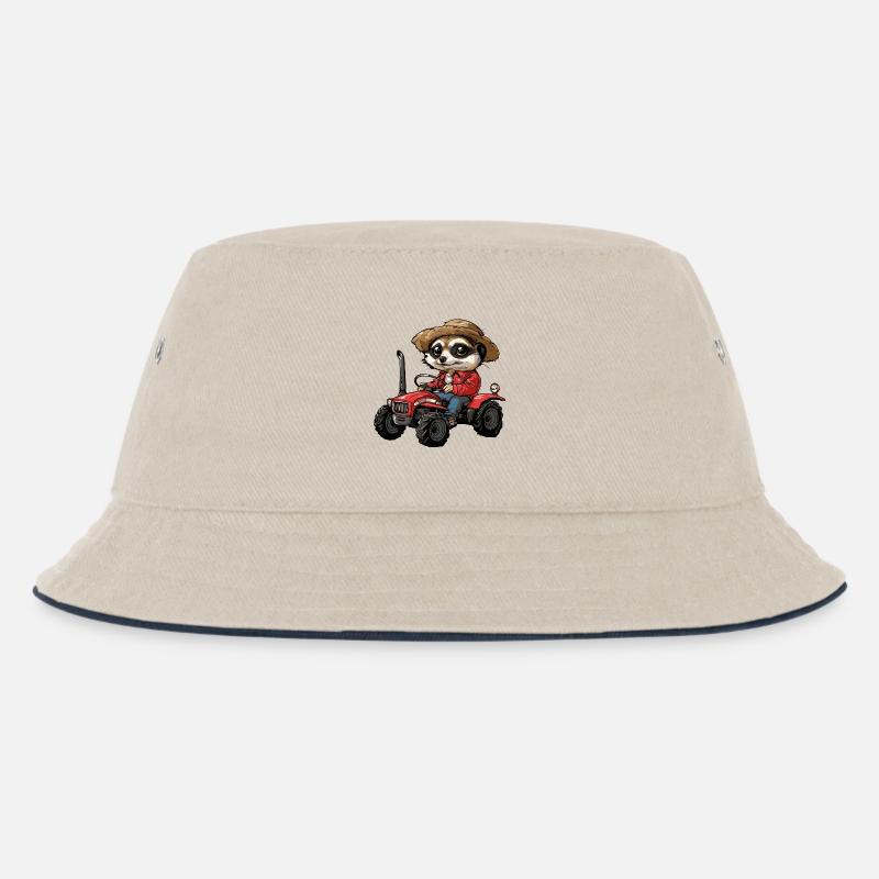 Erdmännchen Traktor Farmer - Kinder Bucket Hat - Natur/Navy