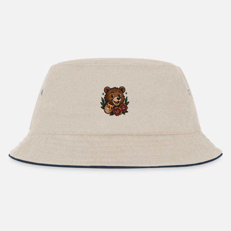 Honigbär - Kinder Bucket Hat - Natur/Navy