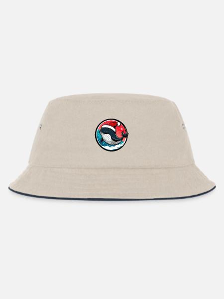 Wal mit Santa-Hut - Kinder Bucket Hat - Natur/Navy