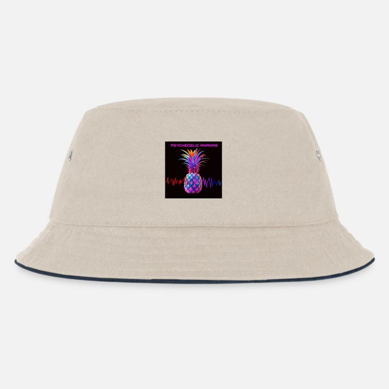 Psychedelischer Ananas Neonprint - Kinder Bucket Hat - Natur/Navy