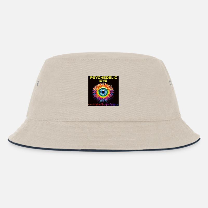 Psychedelic Eye Fire - Kids’ Bucket Hat - ecru/navy