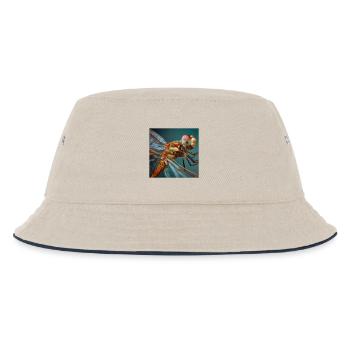 Dragonflies Macro Portrait Wildlife Graphic - Kids’ Bucket Hat - ecru/navy - Front