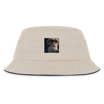 Schimpanse Porträt – Realistischer Affe Fokus - Kinder Bucket Hat - Natur/Navy - Vorne