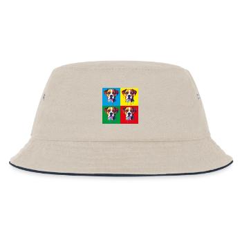 Pop-Art Hund Vierfarbig - Kinder Bucket Hat - Natur/Navy - Vorne