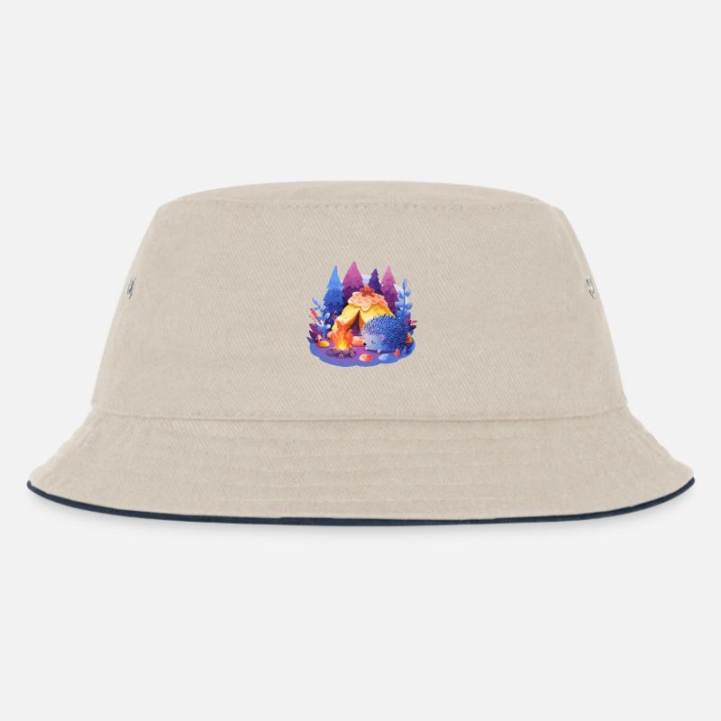 Schlafender Igel am Lagerfeuer - Kinder Bucket Hat - Natur/Navy