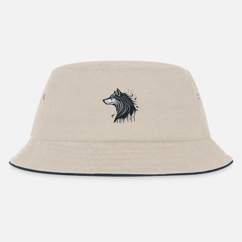 Spektraler Wolf - Kinder Bucket Hat - Natur/Navy