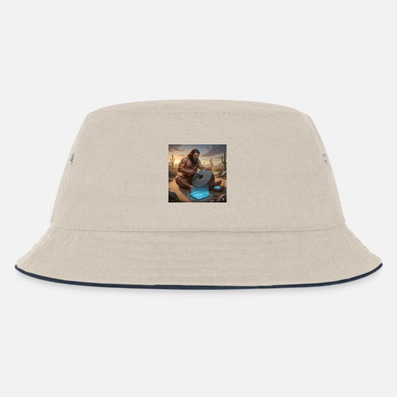 Caveman Tech Support – Das erste Tutorial - Kinder Bucket Hat - Natur/Navy