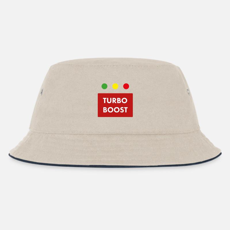 Turbo Boost Retro-Text - Kinder Bucket Hat - Natur/Navy