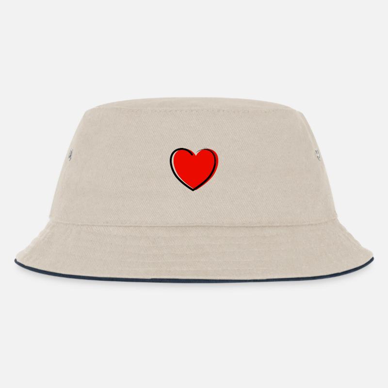 Herz - Kinder Bucket Hat - Natur/Navy