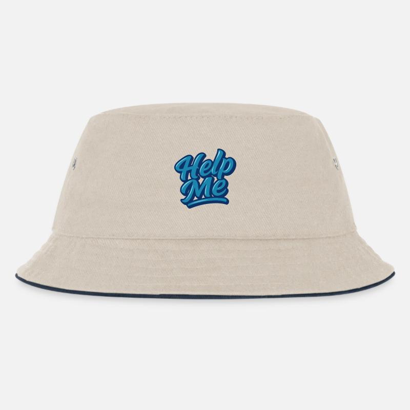 Help Me Blue Script Logo - Kids’ Bucket Hat - ecru/navy