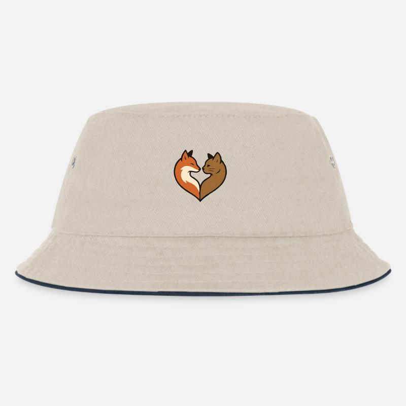 Tierherzform - Kinder Bucket Hat - Natur/Navy