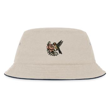 Hummingbird with Rose Vintage Tattoo - Kids’ Bucket Hat - ecru/navy - Front