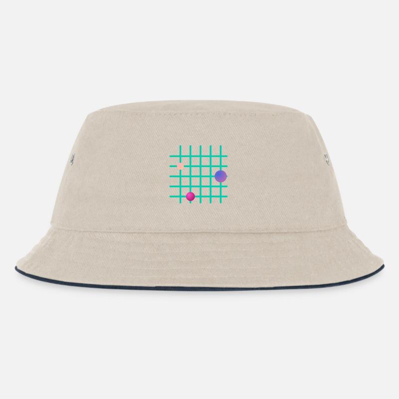 Geometrisches Grid mit Farb-Sphären - Kinder Bucket Hat - Natur/Navy