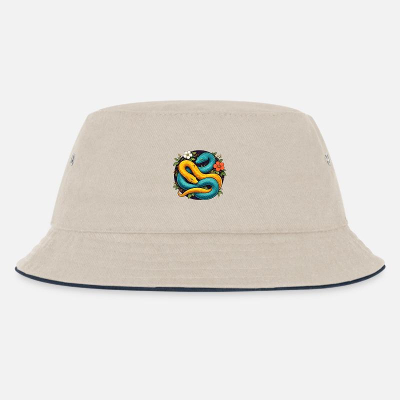 Deux serpents python dans l’anneau fleuri - Bob Enfant - blanc cassé/bleu marine