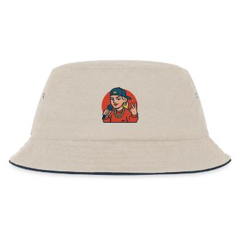 Rap-Diva mit Mikrofon - Kinder Bucket Hat - Natur/Navy - Vorne